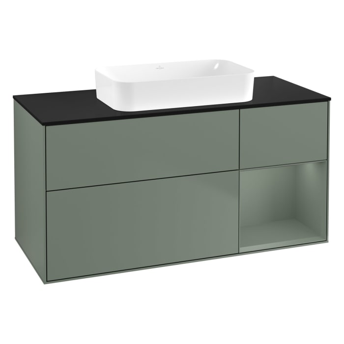 Villeroy & Boch Finion Waschtischunterschrank 120 cm mit Regalelement rechts und Abdeckplatte