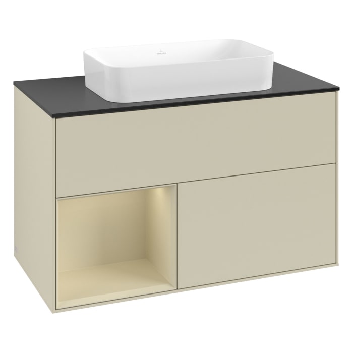 Villeroy & Boch Finion Waschtischunterschrank 100 cm mit Regalelement links, 2 Auszügen