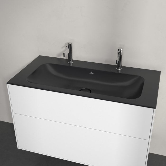 Villeroy & Boch Finion Schrankwaschtisch 100 cm 2 Hahnlöcher, ohne Überlauf