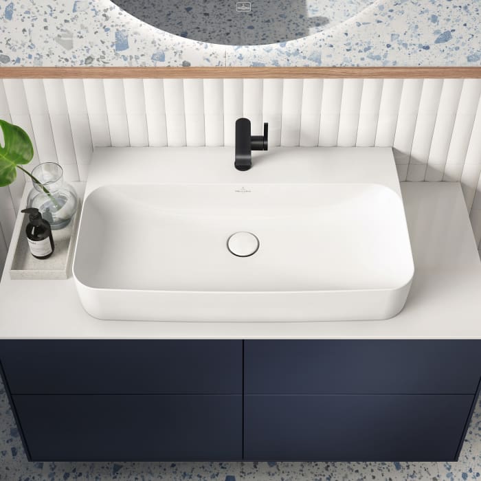 Villeroy & Boch Finion Aufsatzwaschtisch 80 cm mit Hahnloch, ohne Überlauf und Unterseite geschliffen