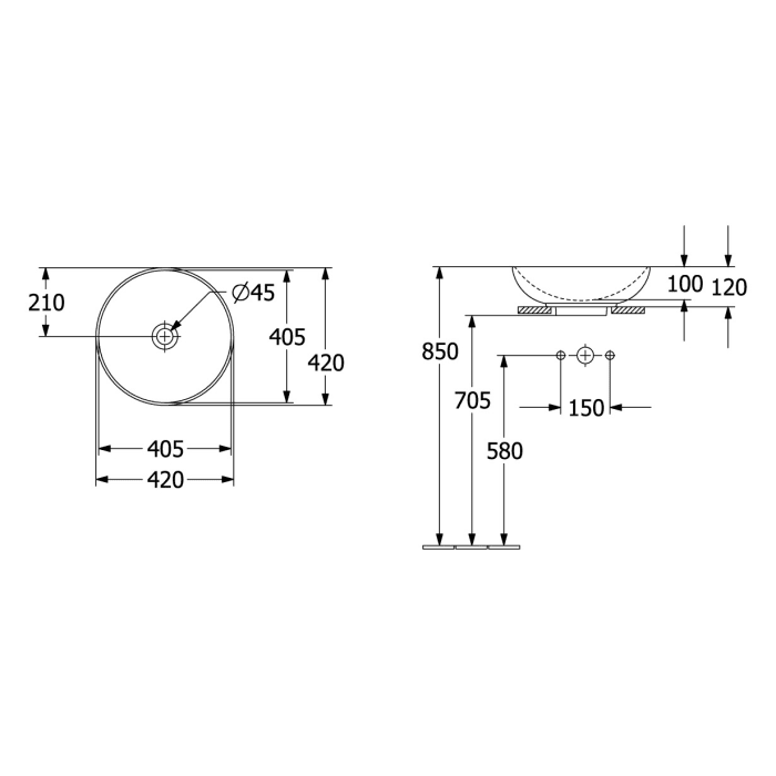 Villeroy & Boch Loop & Friends Aufsatzwaschtisch Ø 42 cm mit Überlauf