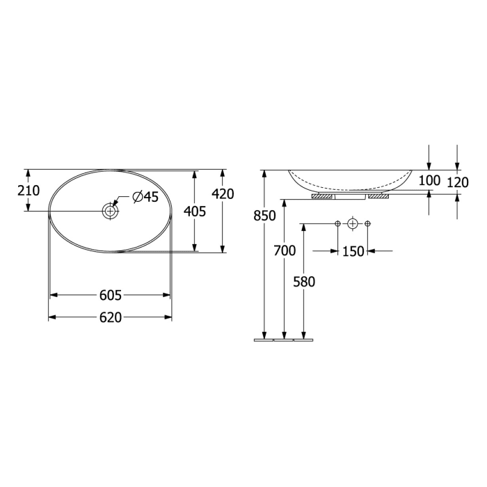 Villeroy & Boch Loop & Friends Aufsatzwaschtisch oval 62 x 42 cm