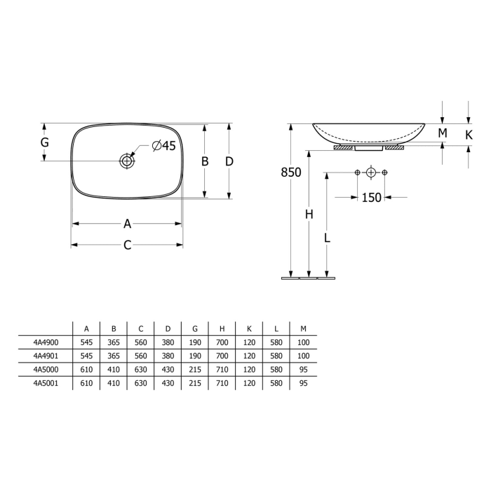 Villeroy & Boch Loop & Friends Aufsatzwaschtisch 62 x 42 cm mit Überlauf