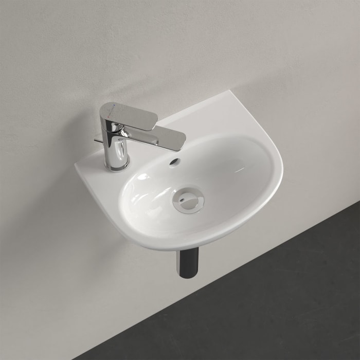 Villeroy & Boch O.novo Handwaschbecken 36 x 27,5 cm, mit Überlauf und Hahnloch links