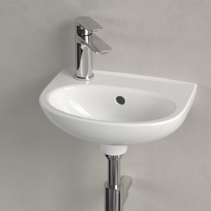Villeroy & Boch O.novo Handwaschbecken 36 x 27,5 cm, mit Überlauf und Hahnloch links
