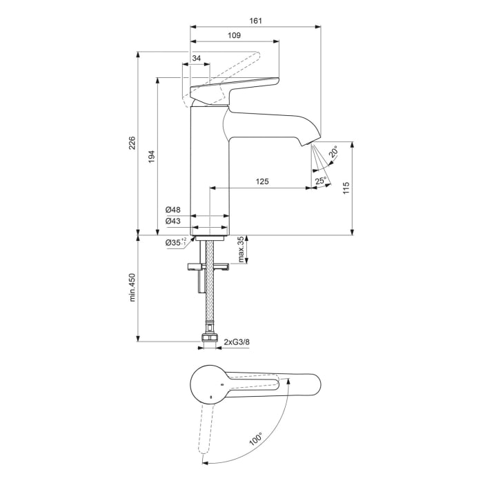 Villeroy & Boch Skyla Einhebel-Waschtischarmatur ohne Ablaufgarnitur