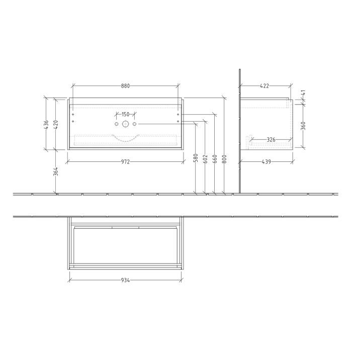 Villeroy & Boch Skyla Waschtischunterschrank 97,2 x 43,6 cm, 1 Auszug