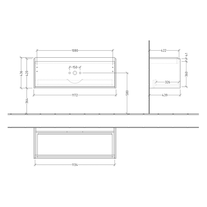Villeroy & Boch Skyla Waschtischunterschrank 117,2 x 43,6 cm, 1 Auszug