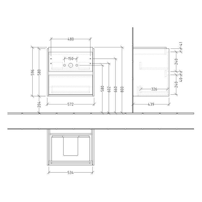 Villeroy & Boch Skyla Waschtischunterschrank 57,2 x 59,6 cm, 2 Auszüge