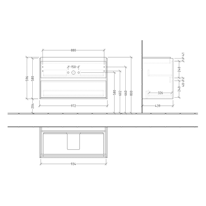 Villeroy & Boch Skyla Waschtischunterschrank 97,2 x 59,6 cm, 2 Auszüge