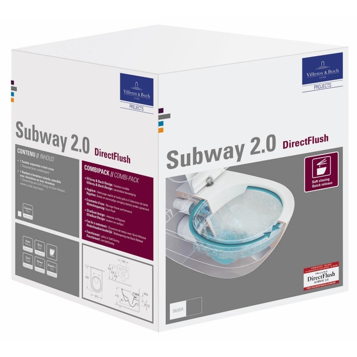 Villeroy & Boch Subway 2.0 WC-Set mit Vorwandelement und Betätigungsplatte
