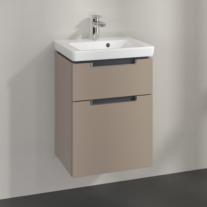 Villeroy & Boch Subway 2.0 Waschtischunterschrank XXL 44 cm, Griffe chromfarbig glänzend, 2 Auszüge