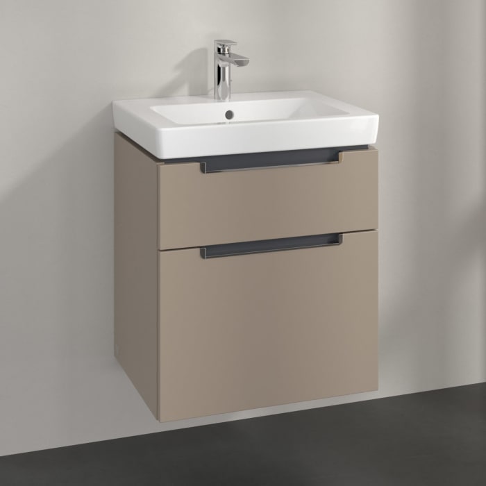 Villeroy & Boch Subway 2.0 Waschtischunterschrank XXL 53,7 cm, Griffe chromfarbig glänzend, 2 Auszüge