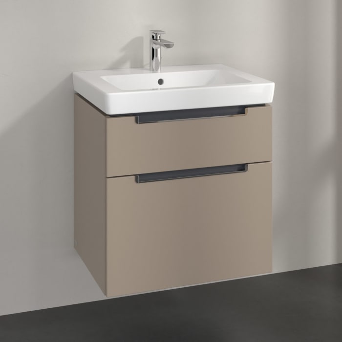 Villeroy & Boch Subway 2.0 Waschtischunterschrank XXL 58,7 cm, Griffe chromfarbig glänzend, 2 Auszüge