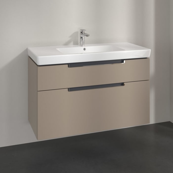 Villeroy & Boch Subway 2.0 Waschtischunterschrank XXL 98,7 cm, Griffe chromfarbig glänzend, 2 Auszüge