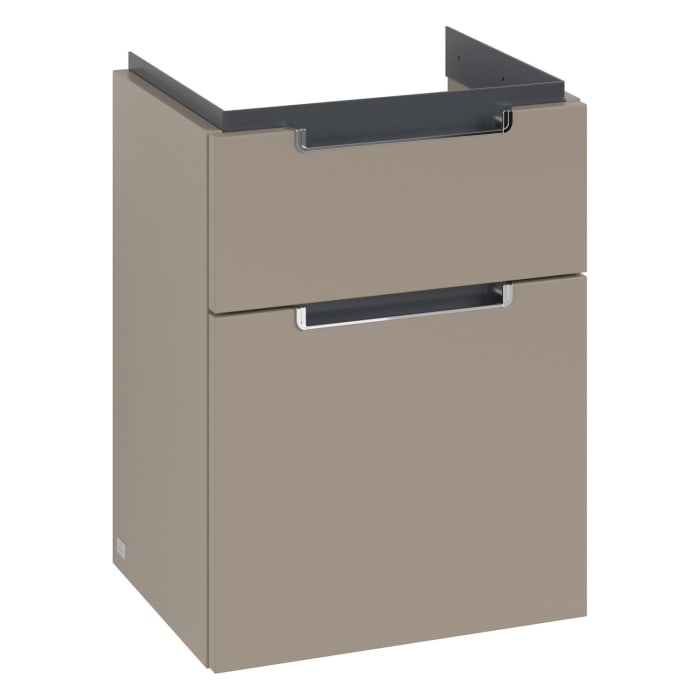 Villeroy & Boch Subway 2.0 Waschtischunterschrank XXL 44 cm, Griffe chromfarbig glänzend, 2 Auszüge