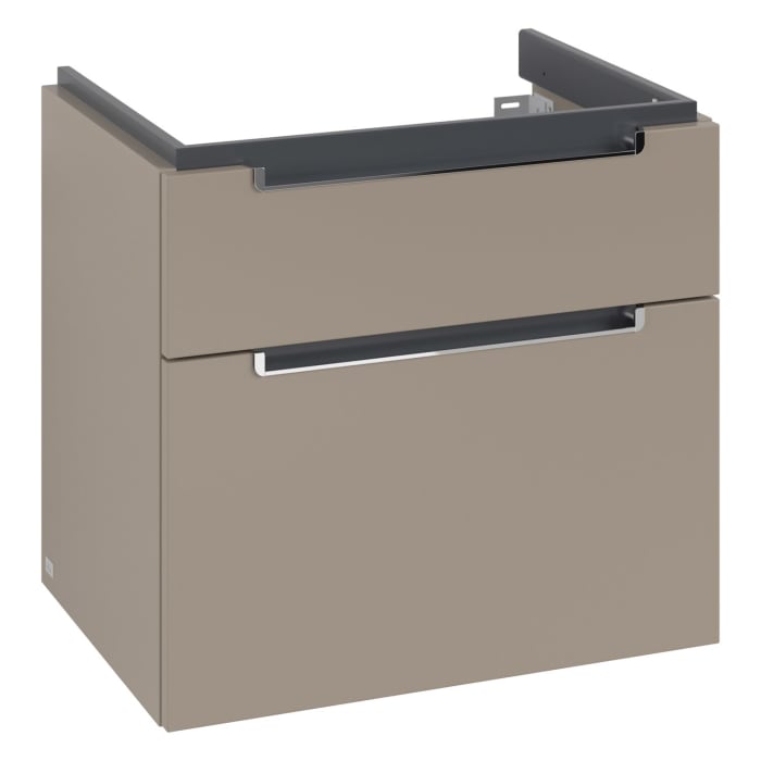 Villeroy & Boch Subway 2.0 Waschtischunterschrank XXL 63,7 cm, Griffe chromfarbig glänzend, 2 Auszüge