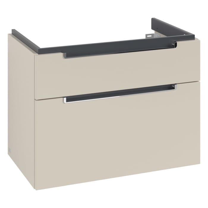 Villeroy & Boch Subway 2.0 Waschtischunterschrank XXL 78,7 cm, Griffe chromfarbig glänzend, 2 Auszüge