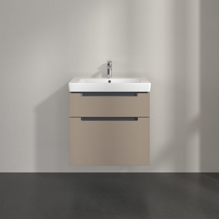 Villeroy & Boch Subway 2.0 Waschtischunterschrank XXL 63,7 cm, Griffe chromfarbig glänzend, 2 Auszüge