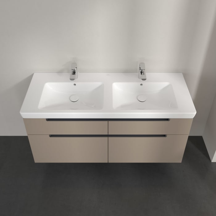Villeroy & Boch Subway 2.0 Waschtischunterschrank XXL 128,7 cm, Griffe chromfarbig glänzend, 4 Auszüge