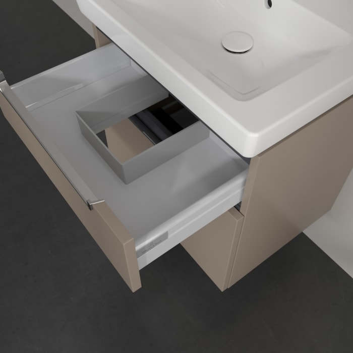 Villeroy & Boch Subway 2.0 Waschtischunterschrank XXL 58,7 cm, Griffe chromfarbig glänzend, 2 Auszüge