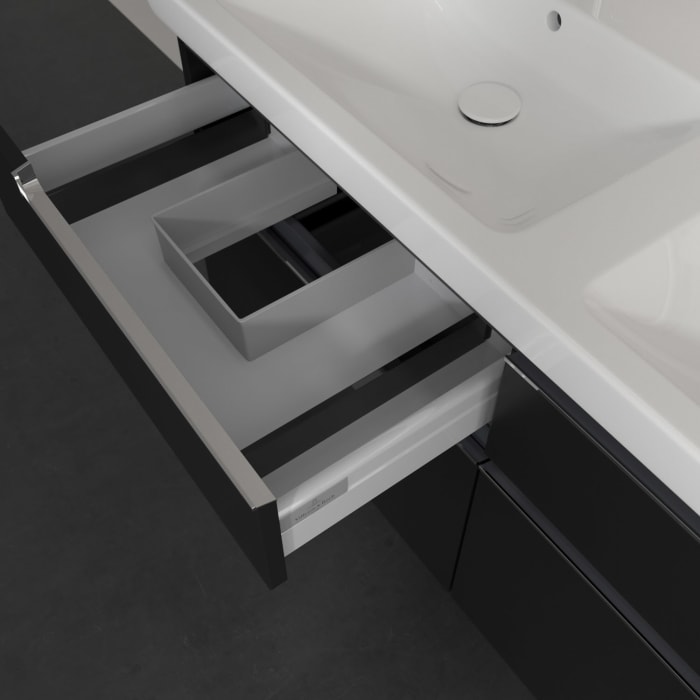 Villeroy & Boch Subway 2.0 Waschtischunterschrank XXL 128,7 cm, Griffe chromfarbig glänzend, 4 Auszüge