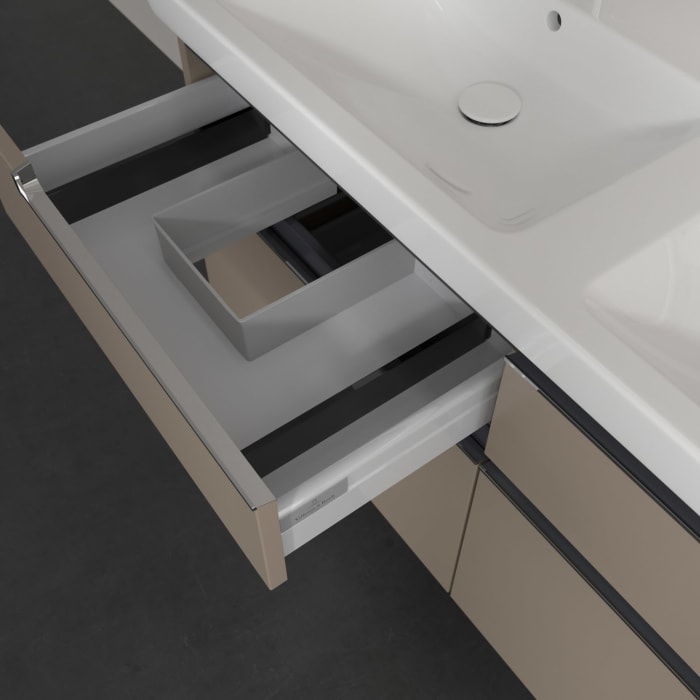 Villeroy & Boch Subway 2.0 Waschtischunterschrank XXL 128,7 cm, Griffe chromfarbig glänzend, 4 Auszüge