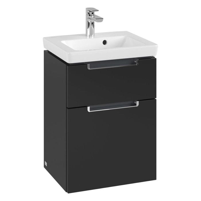 Villeroy & Boch Subway 2.0 Waschtischunterschrank XXL 44 cm, Griffe chromfarbig glänzend, 2 Auszüge