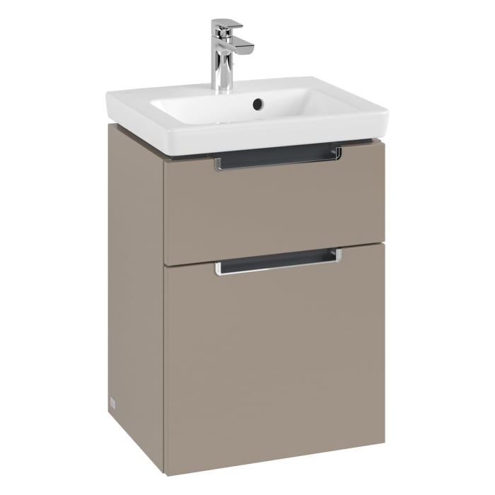 Villeroy & Boch Subway 2.0 Waschtischunterschrank XXL 44 cm, Griffe chromfarbig glänzend, 2 Auszüge