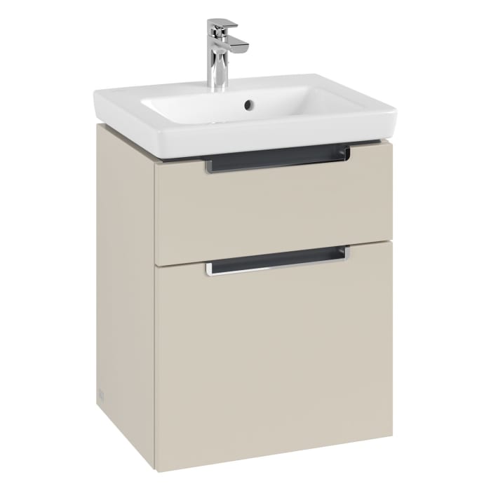 Villeroy & Boch Subway 2.0 Waschtischunterschrank XXL 48,5 cm, Griffe chromfarbig glänzend, 2 Auszüge