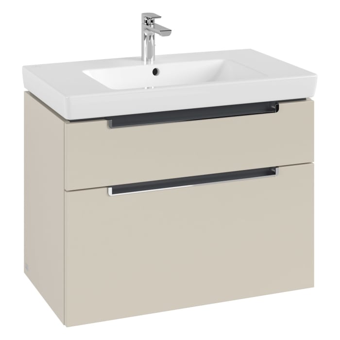 Villeroy & Boch Subway 2.0 Waschtischunterschrank XXL 78,7 cm, Griffe chromfarbig glänzend, 2 Auszüge