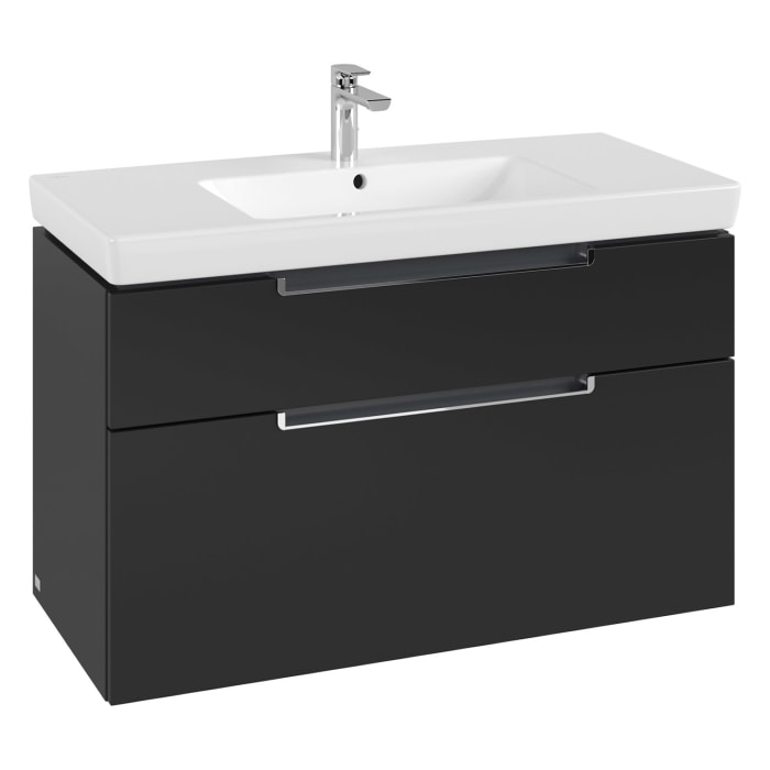 Villeroy & Boch Subway 2.0 Waschtischunterschrank XXL 98,7 cm, Griffe chromfarbig glänzend, 2 Auszüge