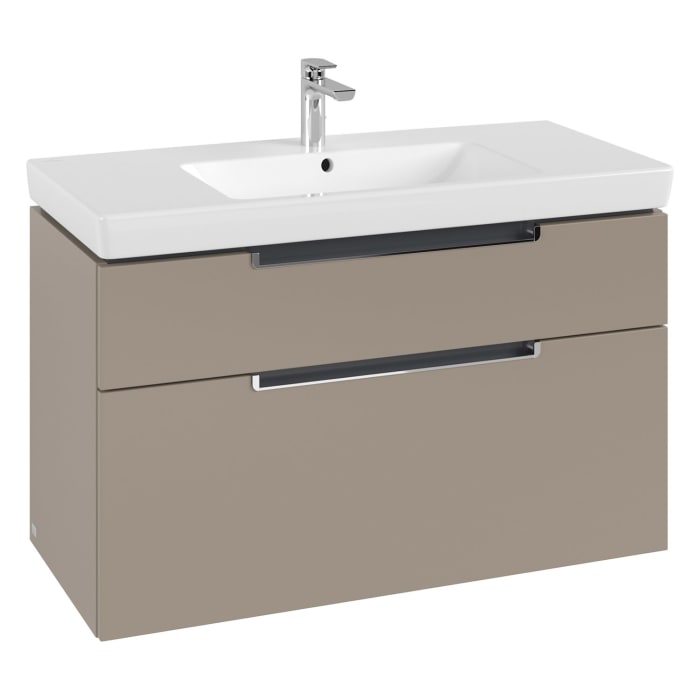 Villeroy & Boch Subway 2.0 Waschtischunterschrank XXL 98,7 cm, Griffe chromfarbig glänzend, 2 Auszüge