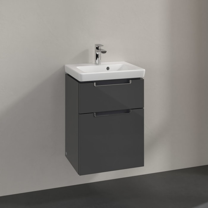 Villeroy & Boch Subway 2.0 Waschtischunterschrank XXL 44 cm, Griffe chromfarbig glänzend, 2 Auszüge