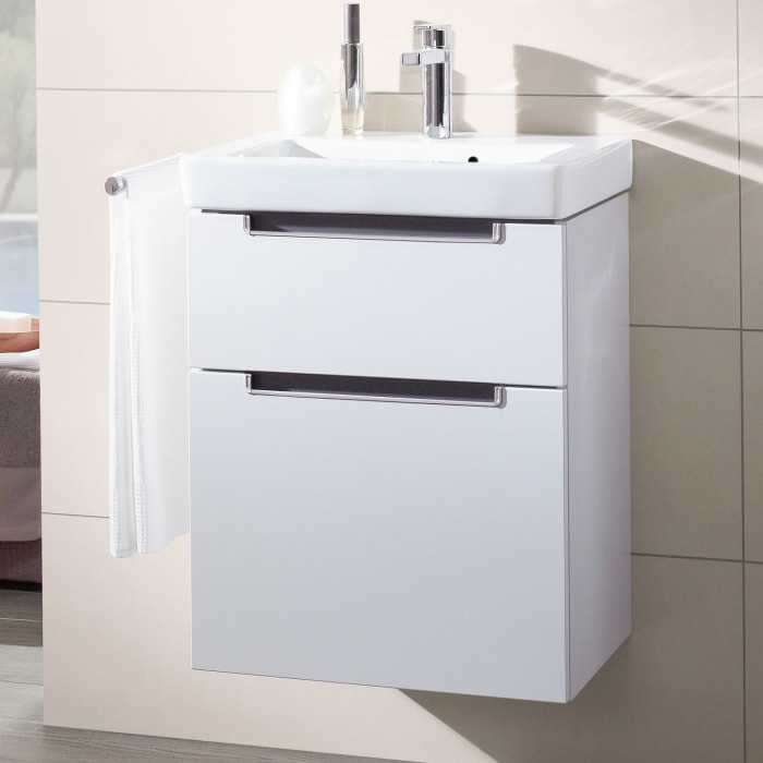 Villeroy & Boch Subway 2.0 Waschtischunterschrank XXL 48,5 cm, Griffe chromfarbig glänzend, 2 Auszüge