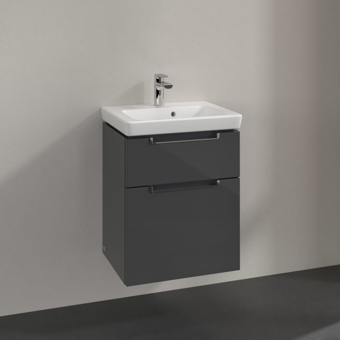 Villeroy & Boch Subway 2.0 Waschtischunterschrank XXL 48,5 cm, Griffe chromfarbig glänzend, 2 Auszüge