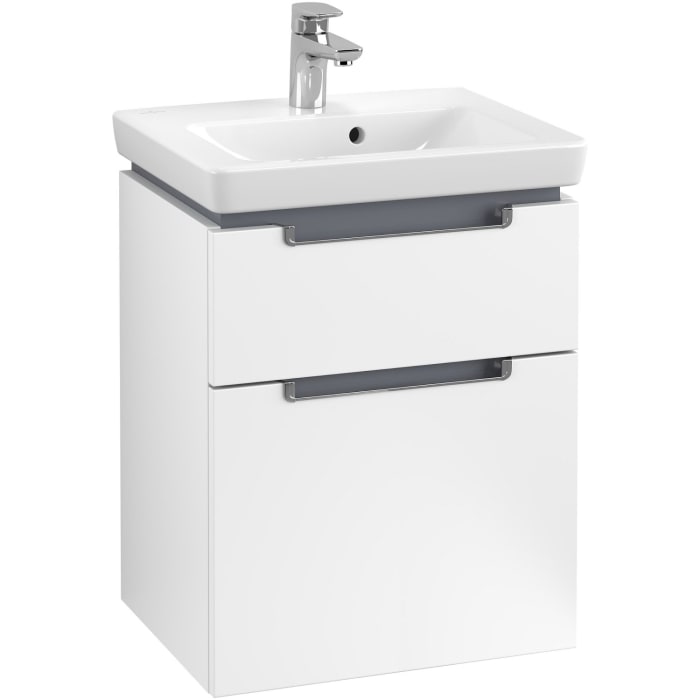 Villeroy & Boch Subway 2.0 Waschtischunterschrank XXL 48,5 cm, Griffe chromfarbig glänzend, 2 Auszüge
