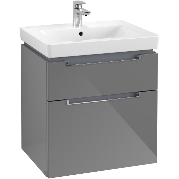 Villeroy & Boch Subway 2.0 Waschtischunterschrank XXL 58,7 cm, Griffe chromfarbig glänzend, 2 Auszüge