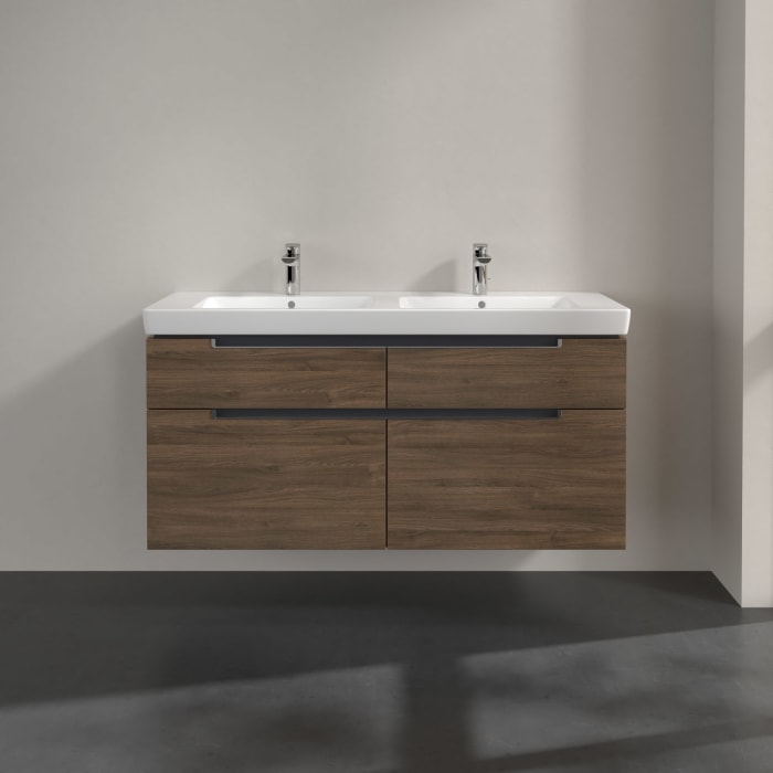 Villeroy & Boch Subway 2.0 Waschtischunterschrank XXL 128,7 cm, Griffe chromfarbig glänzend, 4 Auszüge