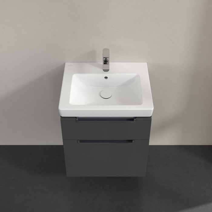 Villeroy & Boch Subway 2.0 Waschtischunterschrank XXL 53,7 cm, Griffe chromfarbig glänzend, 2 Auszüge