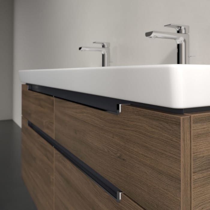 Villeroy & Boch Subway 2.0 Waschtischunterschrank XXL 128,7 cm, Griffe chromfarbig glänzend, 4 Auszüge