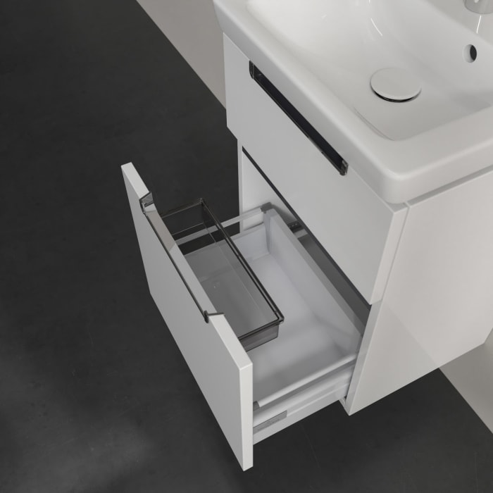 Villeroy & Boch Subway 2.0 Waschtischunterschrank XXL 44 cm, Griffe chromfarbig glänzend, 2 Auszüge