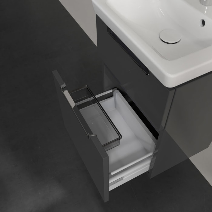 Villeroy & Boch Subway 2.0 Waschtischunterschrank XXL 44 cm, Griffe chromfarbig glänzend, 2 Auszüge