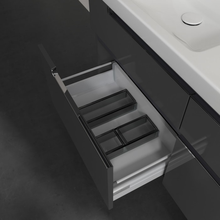 Villeroy & Boch Subway 2.0 Waschtischunterschrank XXL 128,7 cm, Griffe chromfarbig glänzend, 4 Auszüge