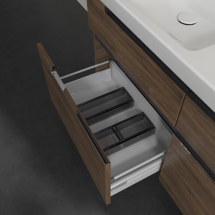 Villeroy & Boch Subway 2.0 Waschtischunterschrank XXL 128,7 cm, Griffe chromfarbig glänzend, 4 Auszüge