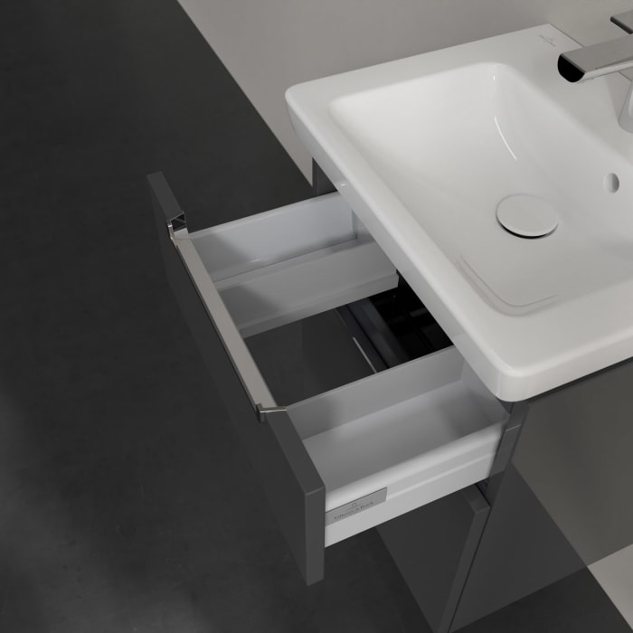 Villeroy & Boch Subway 2.0 Waschtischunterschrank XXL 48,5 cm, Griffe chromfarbig glänzend, 2 Auszüge