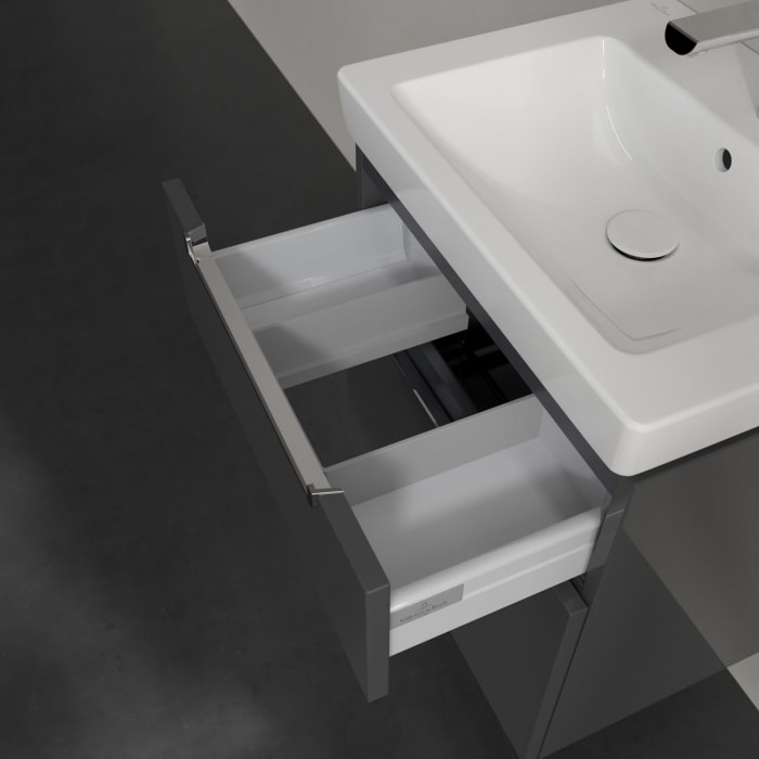 Villeroy & Boch Subway 2.0 Waschtischunterschrank XXL 53,7 cm, Griffe chromfarbig glänzend, 2 Auszüge