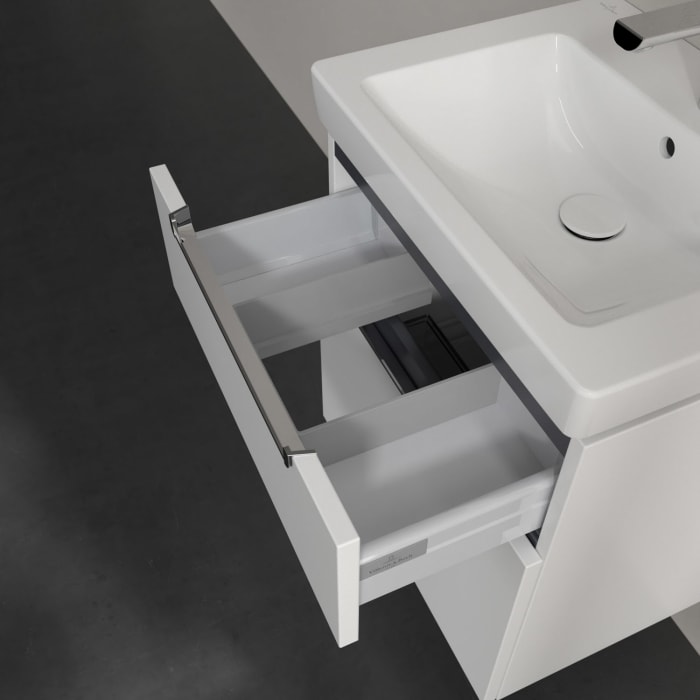 Villeroy & Boch Subway 2.0 Waschtischunterschrank XXL 53,7 cm, Griffe chromfarbig glänzend, 2 Auszüge