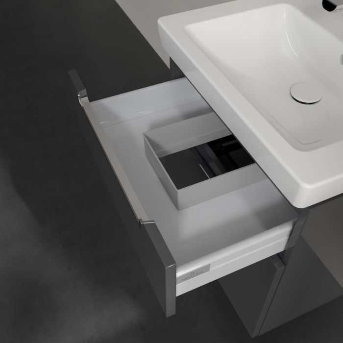 Villeroy & Boch Subway 2.0 Waschtischunterschrank XXL 58,7 cm, Griffe chromfarbig glänzend, 2 Auszüge