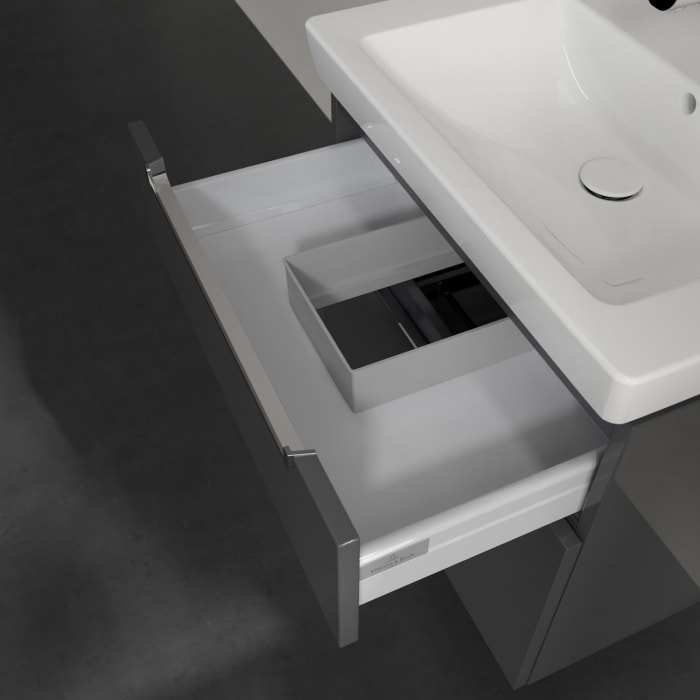 Villeroy & Boch Subway 2.0 Waschtischunterschrank XXL 63,7 cm, Griffe chromfarbig glänzend, 2 Auszüge